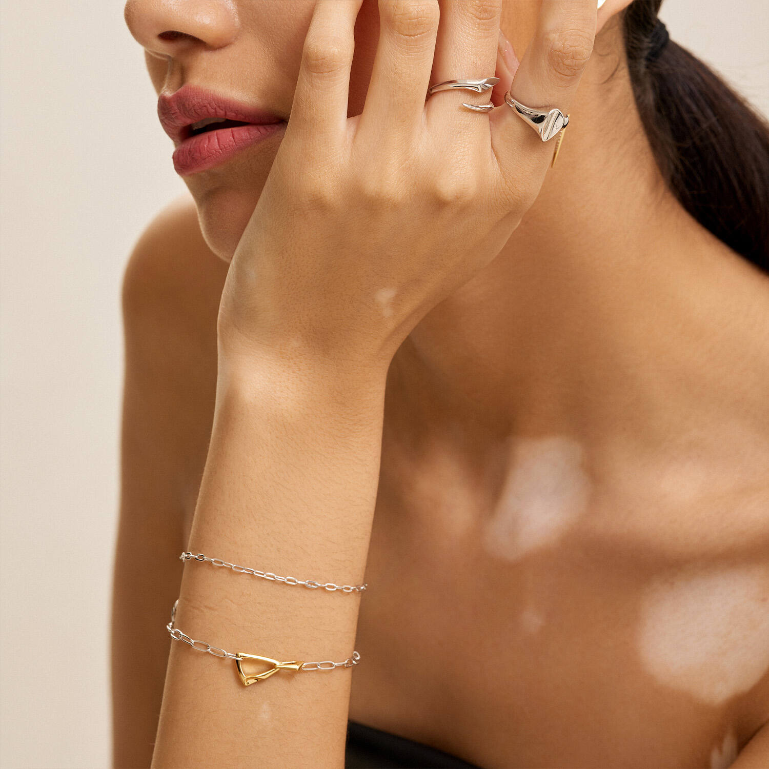  Tough Love - Schakelarmbanden - Zilver / 14kt GP - 18cm